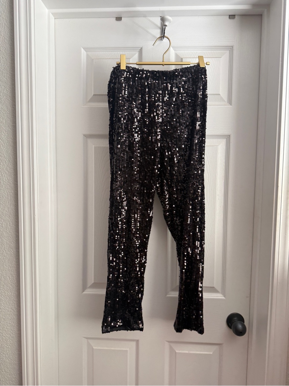 Black Sequin Stretch Pants